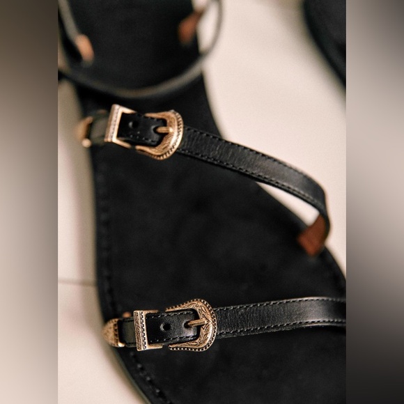 Sézane Roxanne Low Sandals Smooth Black Heritage FR 39 / US 8 - Picture 6 of 14